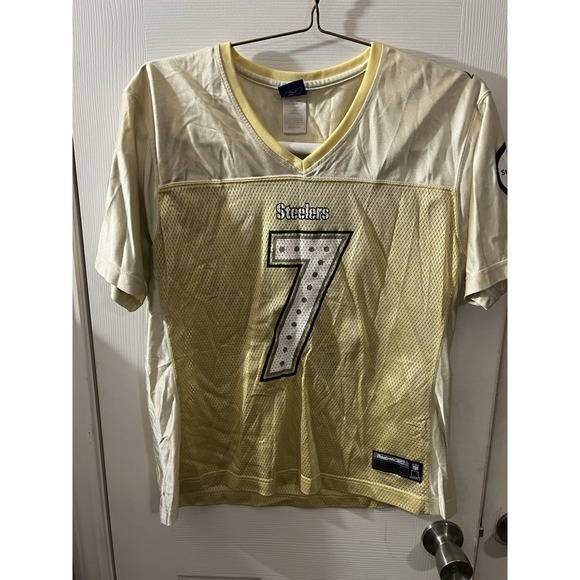 Reebok Tops - Ben Roethlisberger #7 Pittsburgh Steelers Gold Reebok NFL Jersey Womens XLarge